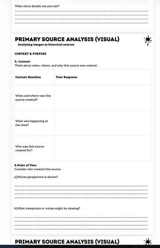 Primary Source Analysis | Art, History & Social Studies Worksheet ...