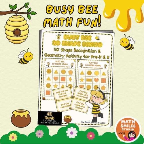 Busy Bee Shape Bingo Game | 2D Shape Recognition & Geometry Activity ...