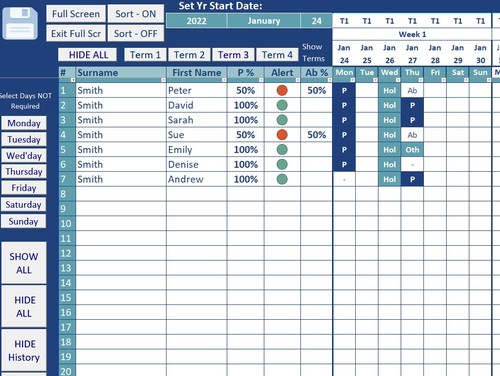 Preview of Attendance Markbook