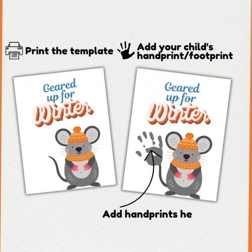 Winter Handprint Art Template | Mouse Craft | Winter Activity | Winter ...