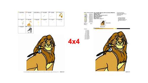 Majestic Mufasa and Zazu Lion King character embroidery designs ...