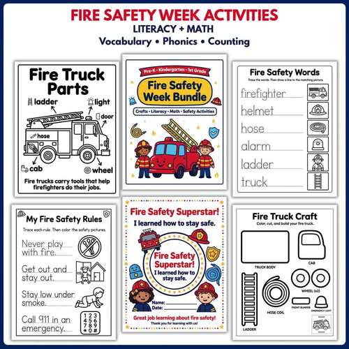 Fire Safety Week Activities & Crafts | Fire Truck Craft & Worksheets ...