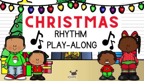 Preview of Christmas Jingle Bells Rhythm Play Along, Music Flash Cards, Steady Beat Rhythms