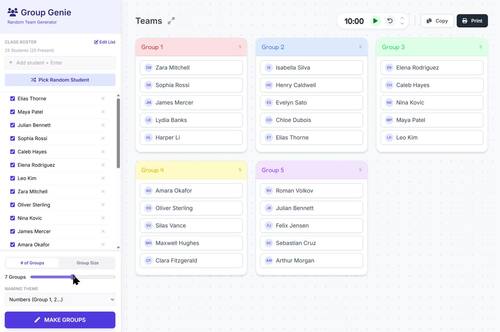 Group Genie | Random Group Maker | Student Picker & Classroom Timer