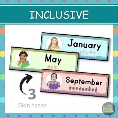 Polka Dot Months of the Year Sign Language Calendar Labels
