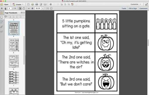 5 Little Pumpkins Sitting on a Gate Printable Halloween Math Craft