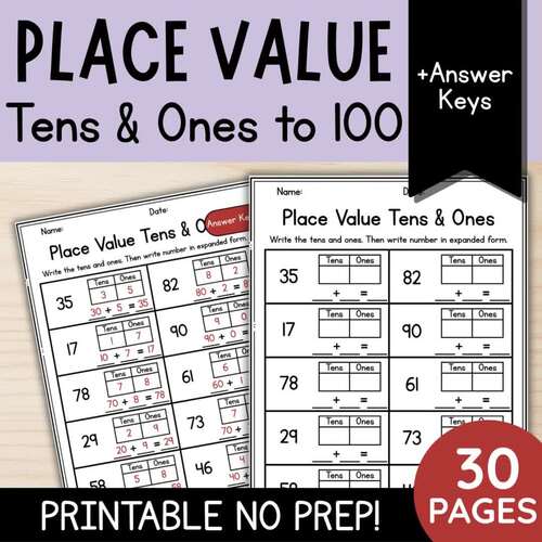 Place Value Tens and Ones & Expanded Form | 1st & 2nd Grade | TPT