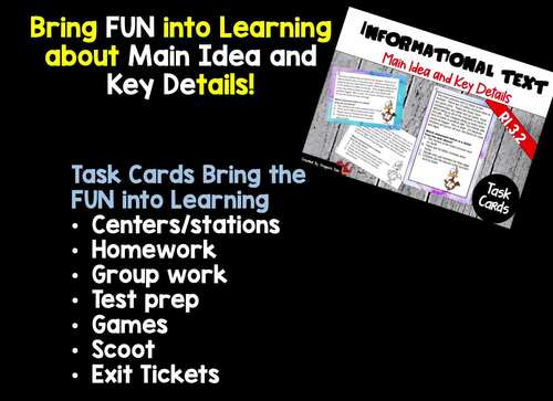 Main Idea Task Cards 3rd Grade | Informational Text RI.3.2