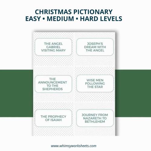 Nativity Pictionary | 75 Christmas Prompts | Easy, Medium, Hard | TPT