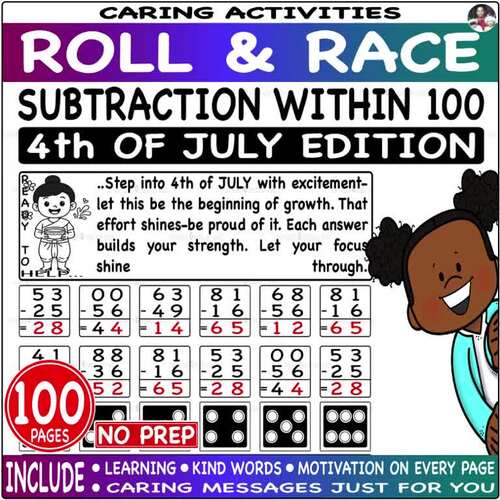 Roll and Race Math Dice Games Subtraction Within 100 Challenge - 4th of ...