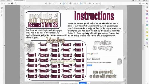 Homework on Google Forms Grade 5, Module 4, All Topics, Eureka Math/EngageNY