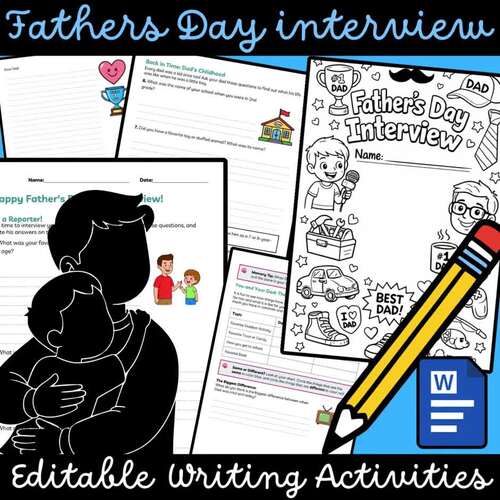 Fathers Day Interview Questions Kids | Survey Interview Worksheet Printable