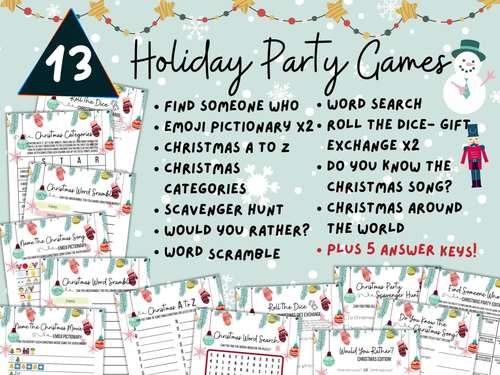 Holiday Games and Activities Office Party Games Printable