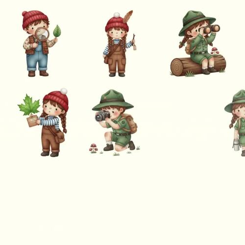Forest Ranger Kids PNG • 18 Digital Clipart Files • Transparent Background
