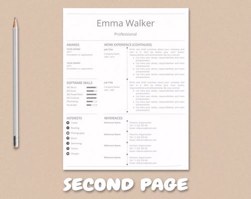 CLEAN RESUME TEMPLATE For MS Word | Cover Letter, References, Icon Pack ...