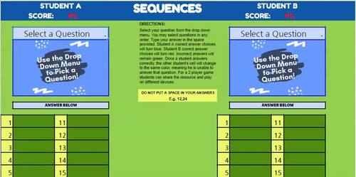 SEQUENCES 2-PLAYER GAME by Abaco Education Zone | TPT