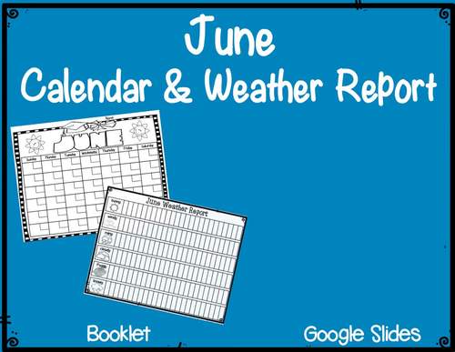 First Grade Daily Calendar & Review Google Slides & Student Booklet: June