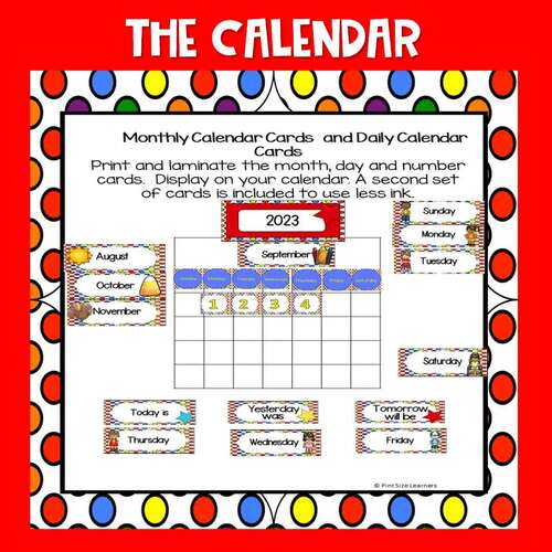 Back To School | Calendar Set | 2023-2024 by Pint Size Learners | TPT