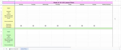 Editable Lesson Plan Template, Weekly Lesson Planner Google Sheets ...