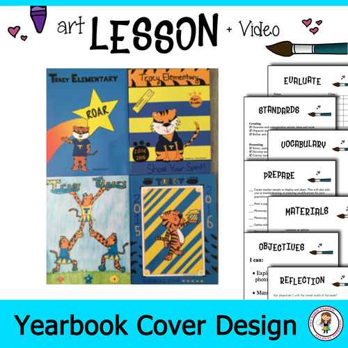 Preview of Art Lesson Plan. Designing a Yearbook Cover. Middle School. Lettering Demo.
