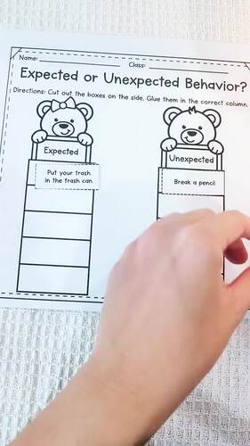 Expected or Unexpected Behavior – Cut and Paste Sorting Activity