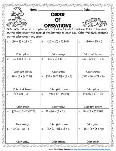 Order Of Operations Coloring Worksheets - ORDER OF OPERATIONS Mazes