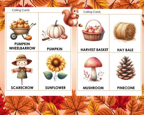 Fall Autumn Bingo Game Activity 30 Unique Bingo Cards, Calling Cards ...