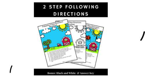 2 Step Directions Worksheets | Speech Therapy Activities|Answer Key