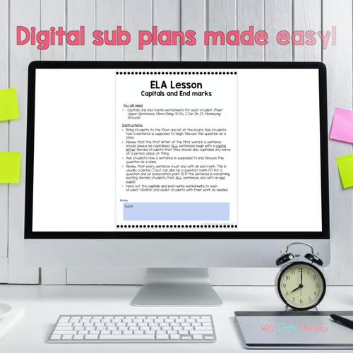 1st Grade Sub Plans Digital Google Slides Set #1 by Wife Teacher Mommy