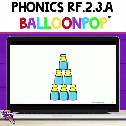 2nd Grade Long & Short Vowels Digital Phonics Review Games BalloonPop™