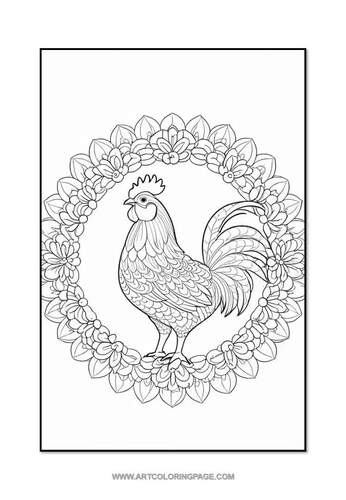 Rise and Shine with Color! Coloring Rooster Flowers Vol. 9 - 100 Pages