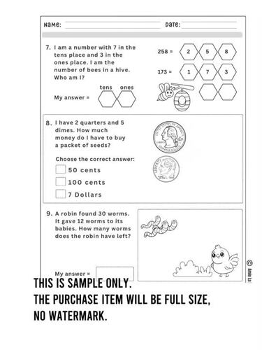 Spring Math Riddles: Grade 2-3 Math Detective Word Problems