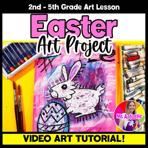 Preview of Art History Easter Bunny Art Lesson JeanMichel Basquiat Easter Art Project