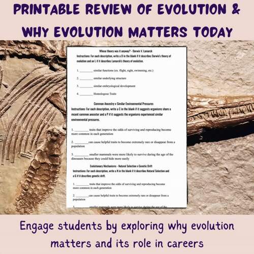 Evolution: Review, In the News, Careers, & Why It Matters || Printable