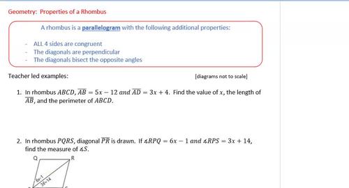 Preview of Quadrilaterals 3 - The Properties of a Rhombus (lesson video)