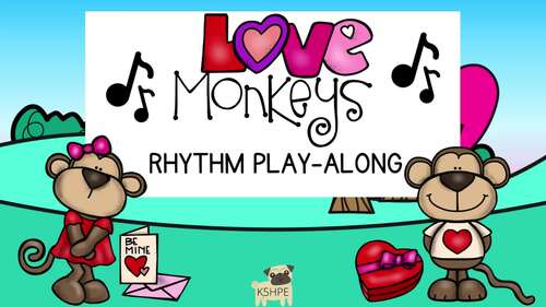 Preview of Love Monkeys Rhythm Play Along, Music Flash Cards, Steady Beat Rhythms