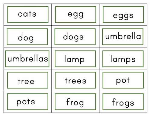 Montessori Singular - Plural Printable Cards by Cherish Montessori