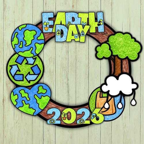 Earth Day Wreath Craft, Cut and Paste Craft, Earth Day Coloring, Paper ...