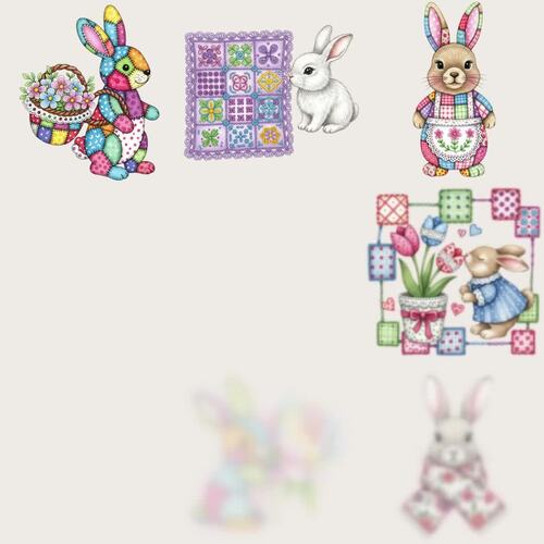 Bunny with Flowers PNG Clipart Set Transparent Background 300 DPI