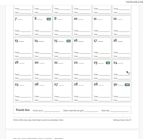 Student Word Count Tracker | 30 & 31 Day Writing Challenge for Any Month