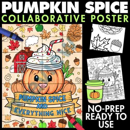 Pumpkin Spice Fall Kindness Collaborative Poster Activity Bulletin ...