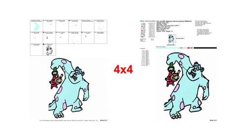 Friendly Sully holding Boo from Monsters Inc embroidery designs ...