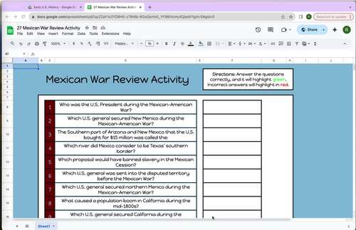 Mexican-American War Online Review Game by Coach S History Hub | TPT