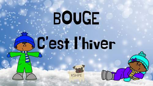 Preview of FRENCH Version: Winter Edition Kids Fitness Brain Break, PE, DPA, Video & SLIDES