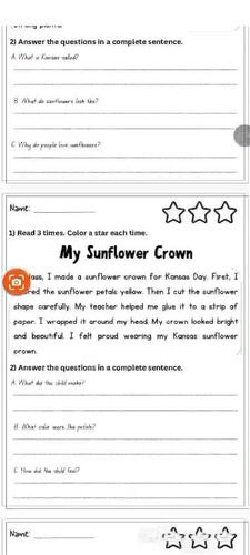 Kansas Day Reading Passages with Comprehension Questions | Fiction ...