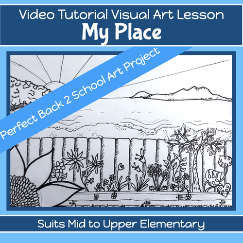 Preview of ART ELEMENT of SPACE Art project with VIDEO Tutorial lesson 3rd - 6th grade