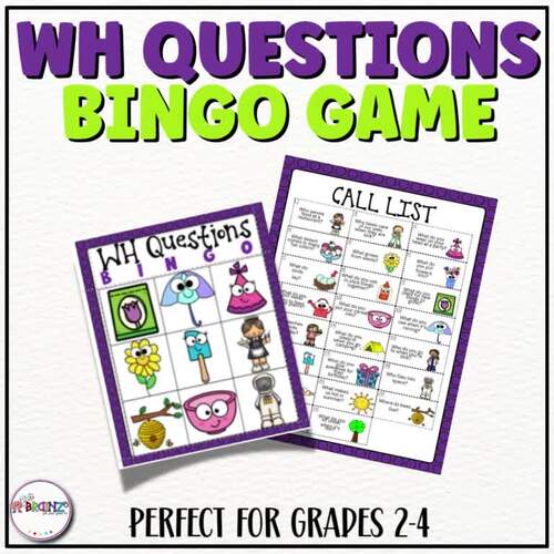 WH Questions Bingo Game | Special Education | Who What Where When Why