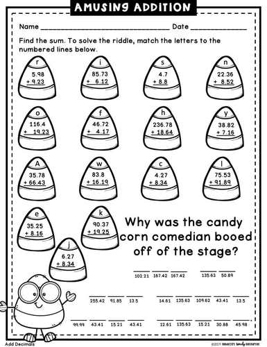 halloween math riddles decimals 5th grade by rebeccas