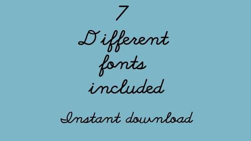 Cursive Handwriting Font Bundle- 7 different fonts included | TPT