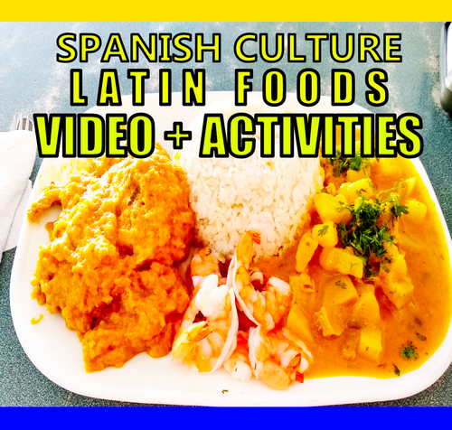 Preview of SPANISH CULTURE: LATIN FOODS VIDEO AND WORKSHEET WITH 5 ACTIVITIES